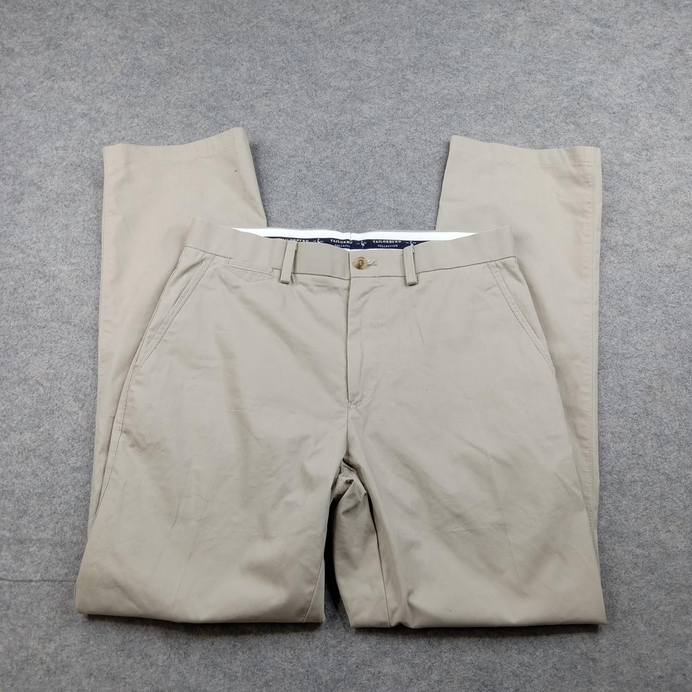 Tailorbyrd Pants Mens 32x32 Beige Collection Chino‎ Straight Casual Flat Front